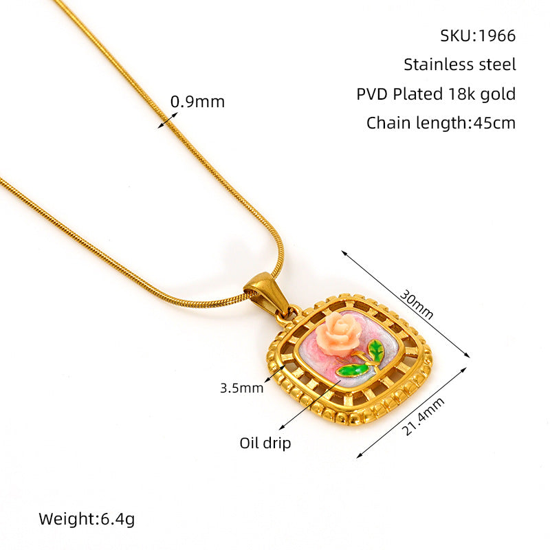 Middle Ancient Style Oil Painting Necklace For Women