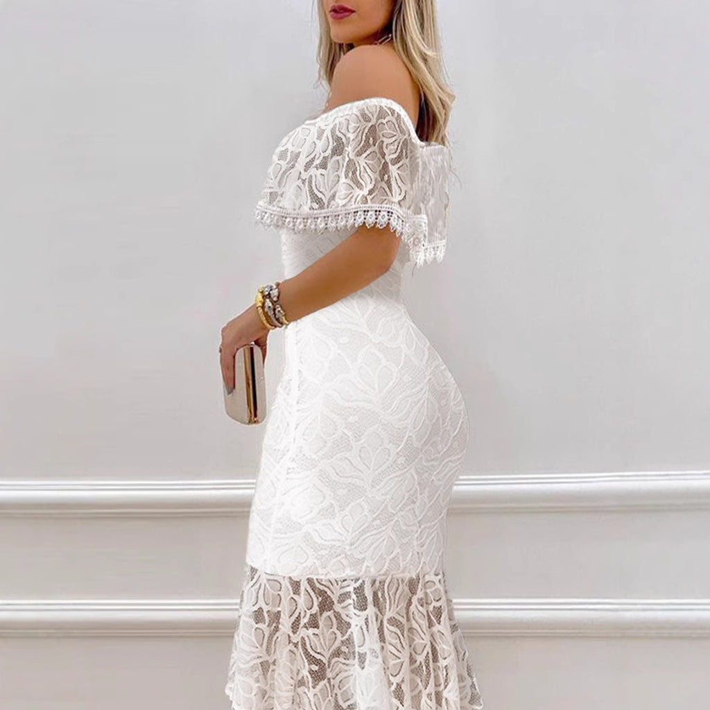 Off-the-shoulder Lace Bodycon Sexy Evening Gown For Banquets