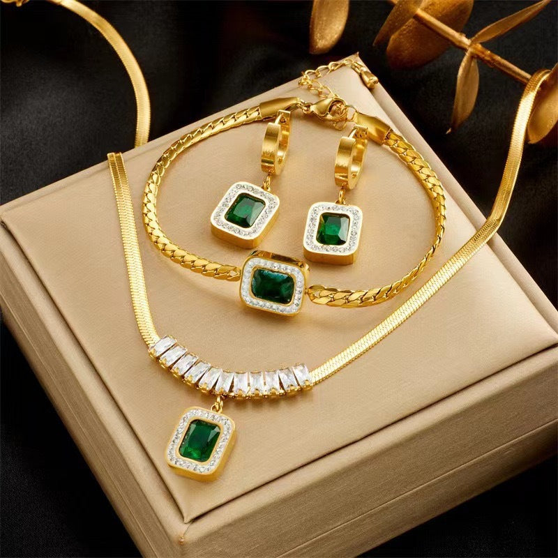 Emerald-cut Cubic Zirconia Pendant Necklace