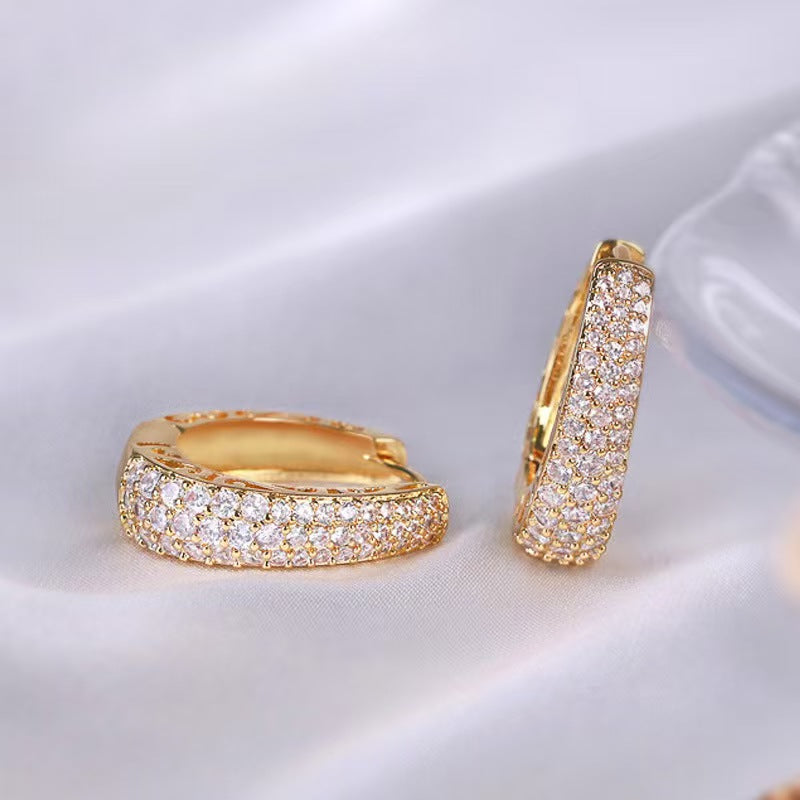 Geometric High-end Fashion Super Sparkling Full Diamond Earrings