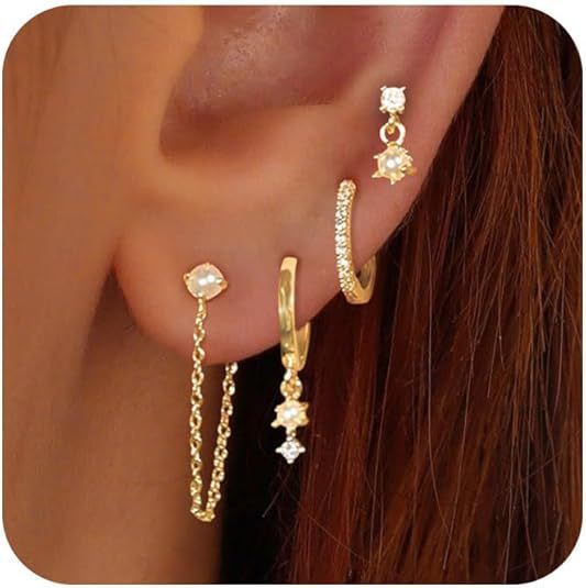Fashionable Womens Zircon-studded Chain Tassel Earrings