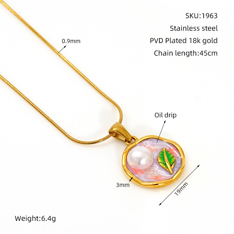 Middle Ancient Style Oil Painting Necklace For Women