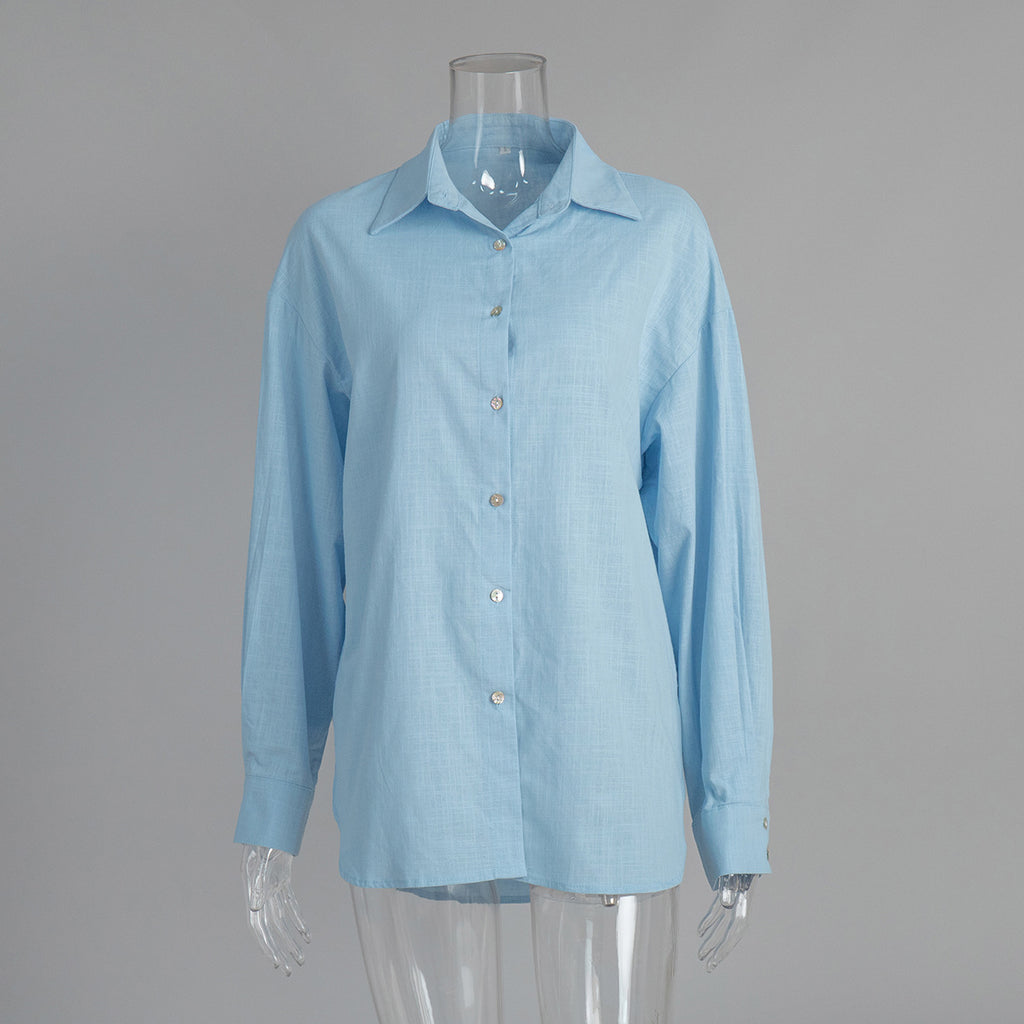 Casual Solid-color Minimalist Loose-fit Shirt