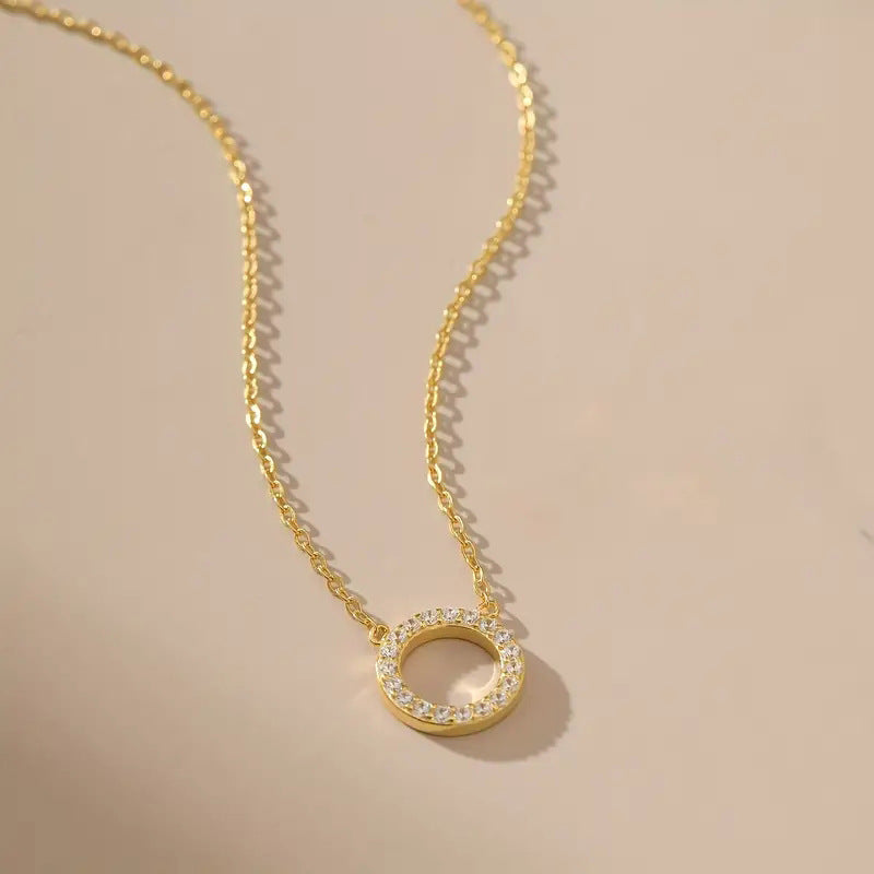 Womens Fully Diamond-studded Round Necklace Jewelry