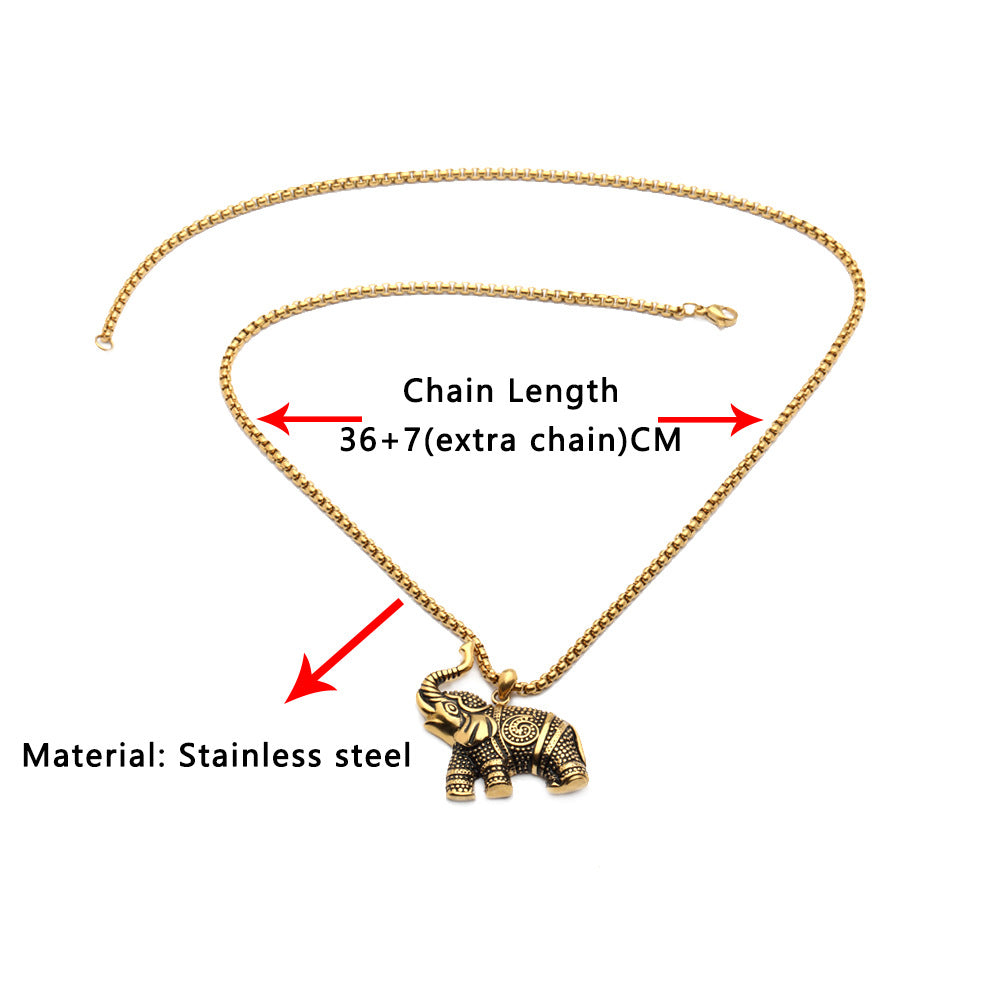 Stainless Steel Elephant Pendant Necklace Accessories