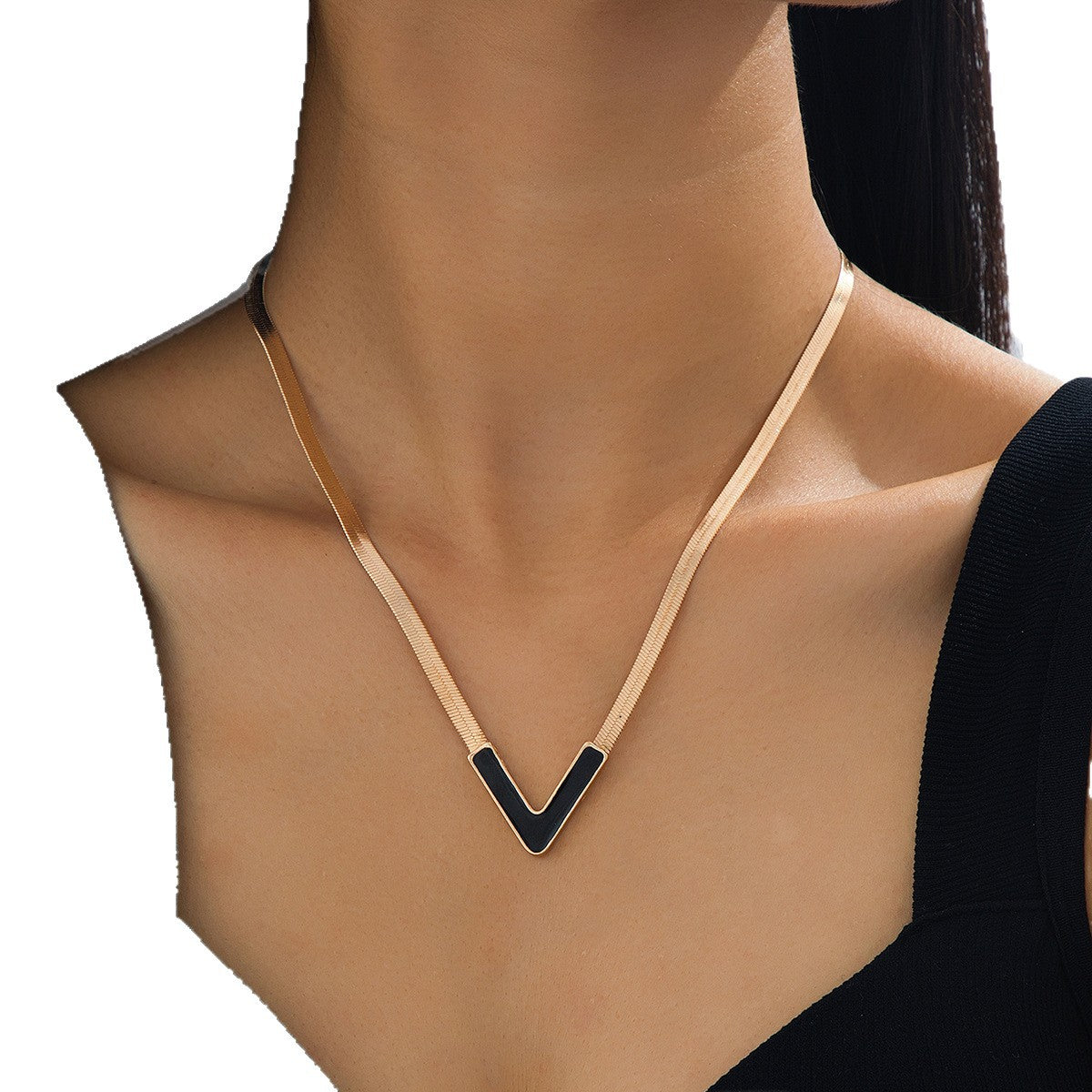 Stylish, Personalized Titanium Steel V-Shaped Necklace With A Sophisticated Look
