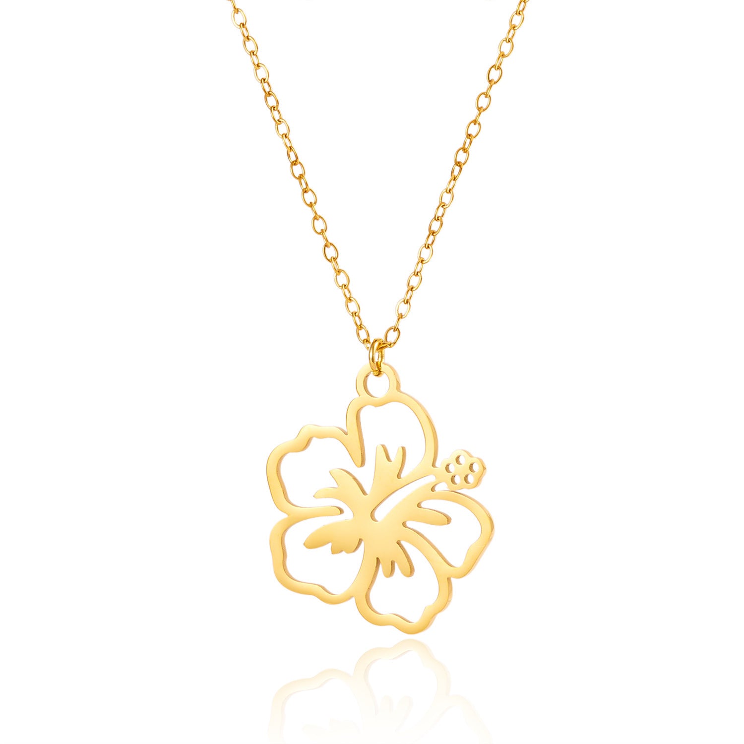 High-End Stainless Steel Plated Flower Pendant Necklace For Women