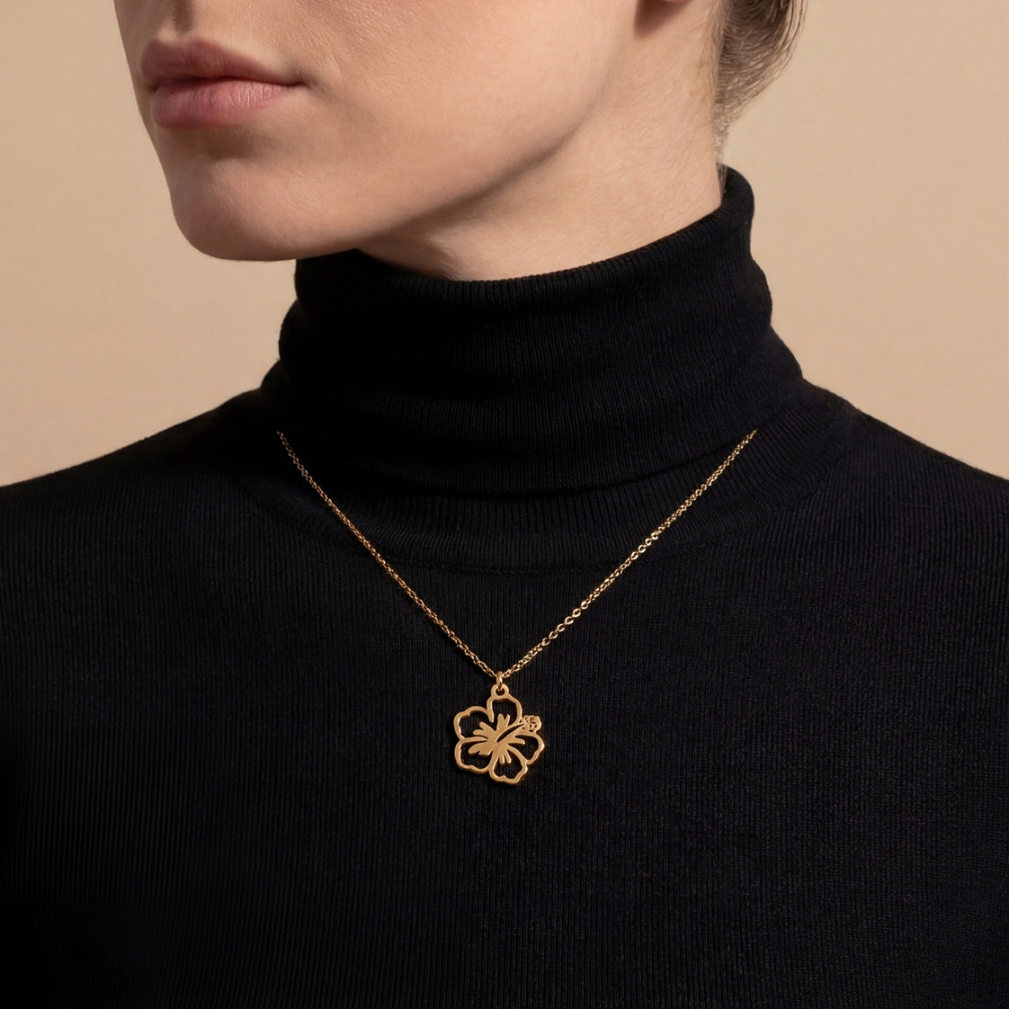 High-End Stainless Steel Plated Flower Pendant Necklace For Women