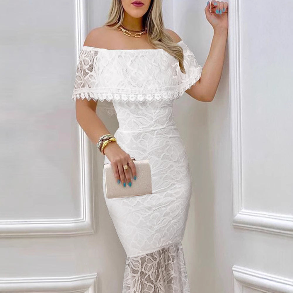 Off-the-shoulder Lace Bodycon Sexy Evening Gown For Banquets