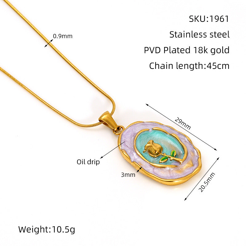 Middle Ancient Style Oil Painting Necklace For Women