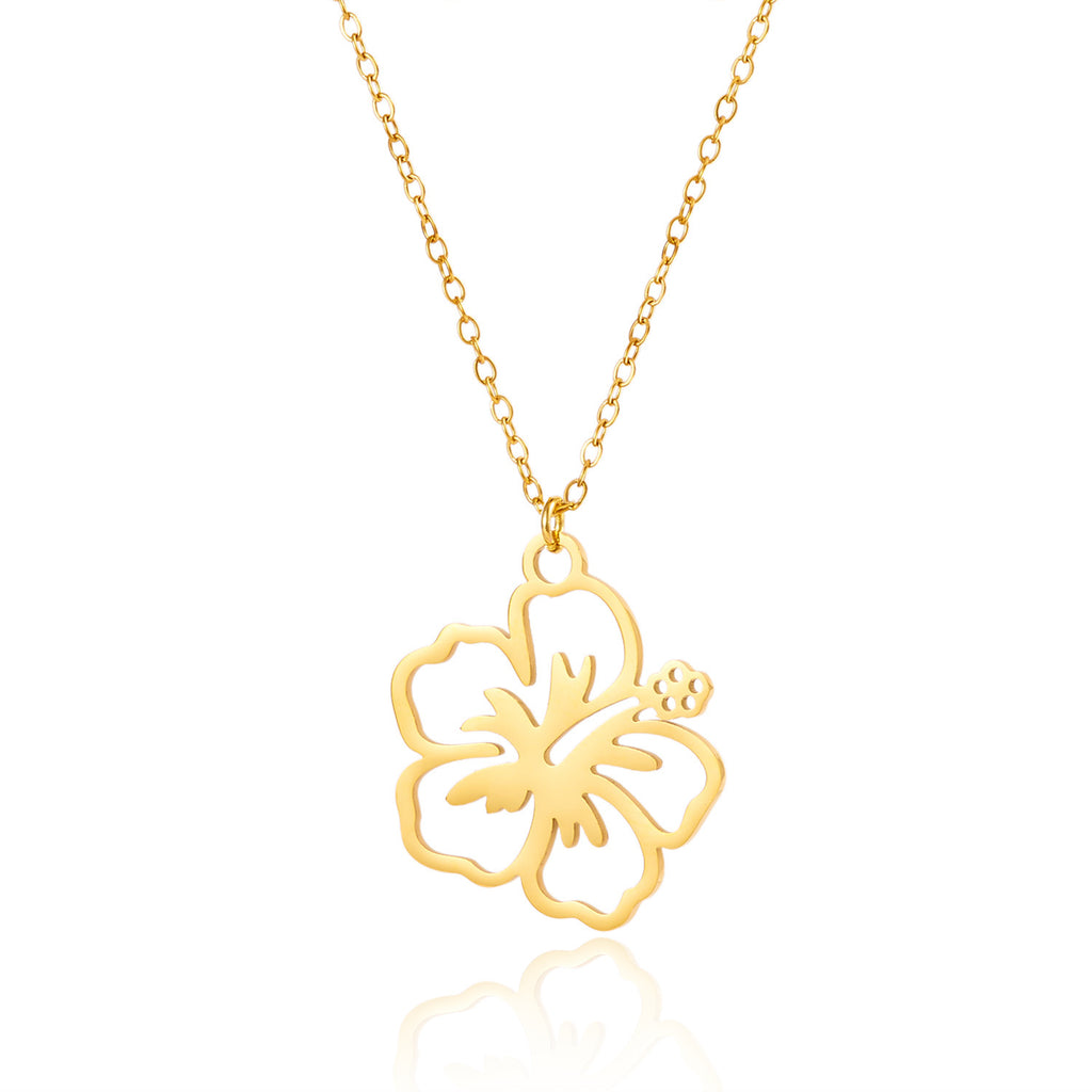 High-End Stainless Steel Plated Flower Pendant Necklace For Women