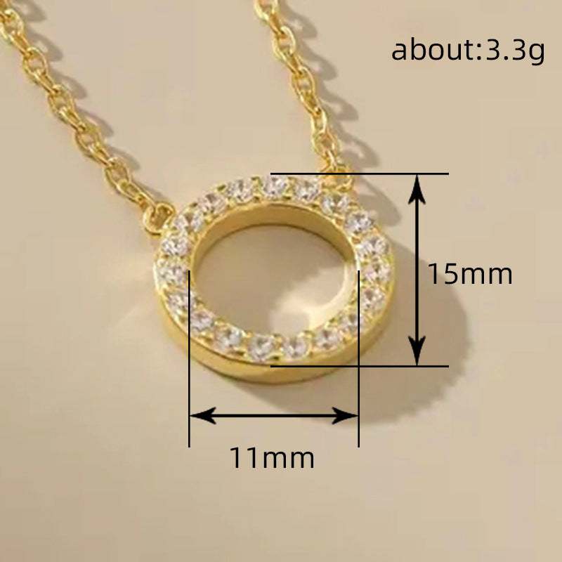 Womens Fully Diamond-studded Round Necklace Jewelry