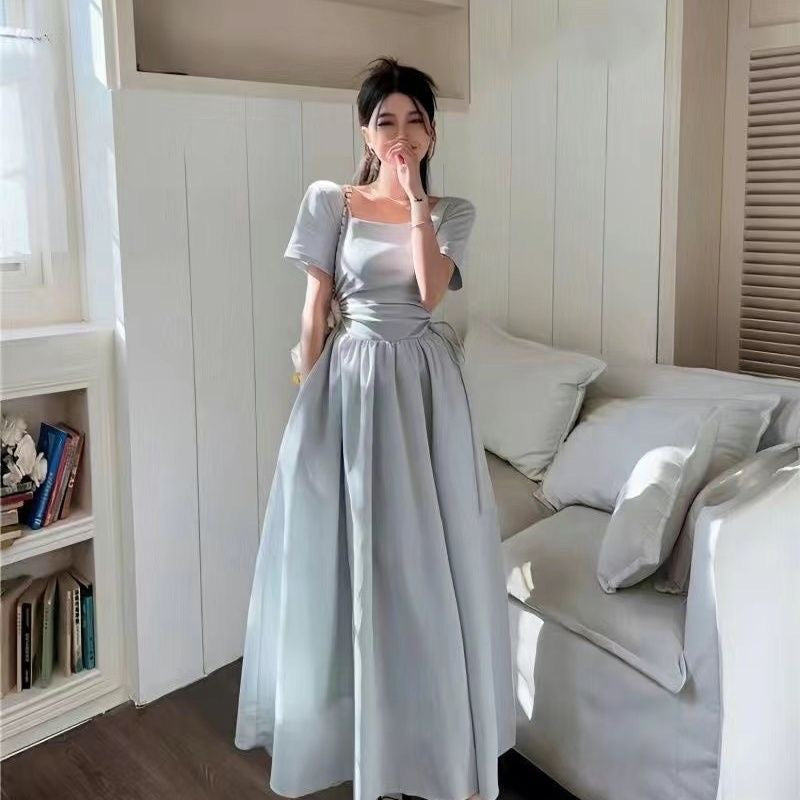 Womens Long Hollowed-Out Patchwork Knitted Dress