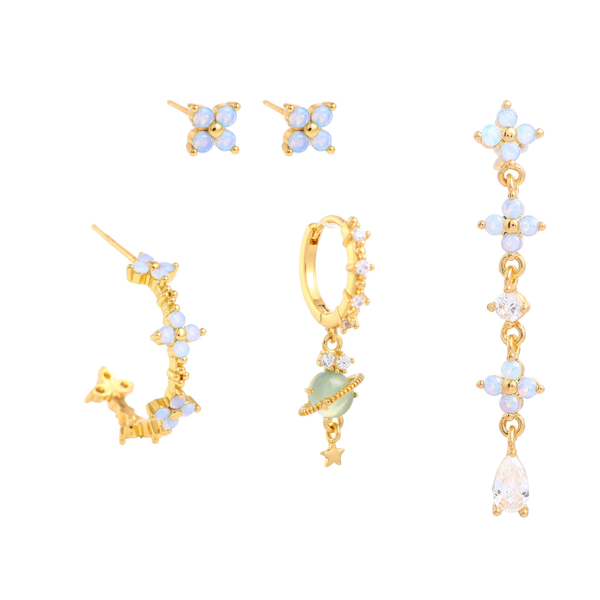 Light Luxury Blue Suit Bear Ear Studs