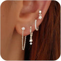 Fashionable Womens Zircon-studded Chain Tassel Earrings