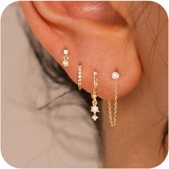Fashionable Womens Zircon-studded Chain Tassel Earrings