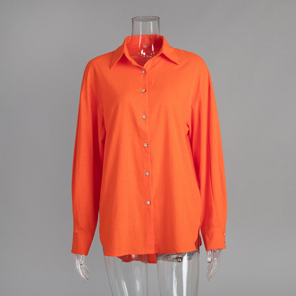 Casual Solid-color Minimalist Loose-fit Shirt