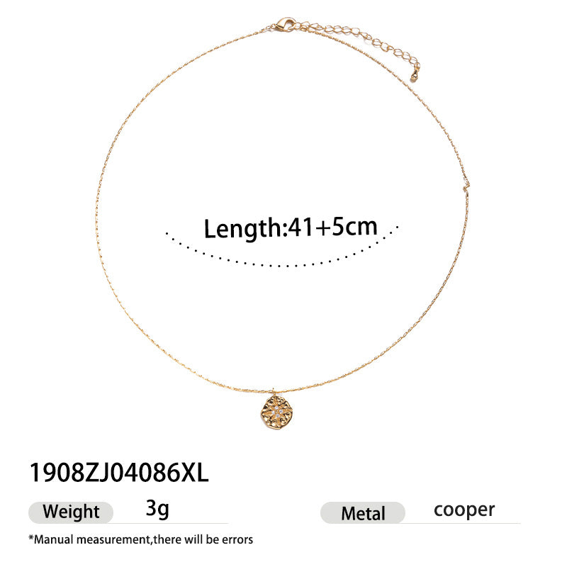 Gold Micro Inlaid Sand Gold Antique Gold Pendant Necklace