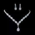 Full-Crystal Flashing Waterdrop Tassel Necklace And Earrings
