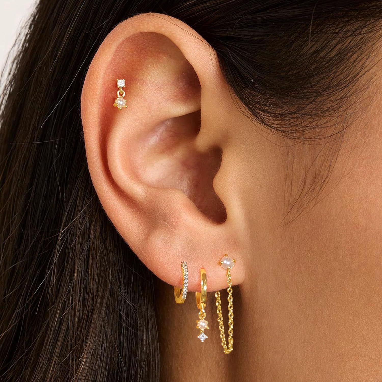 Fashionable Womens Zircon-studded Chain Tassel Earrings