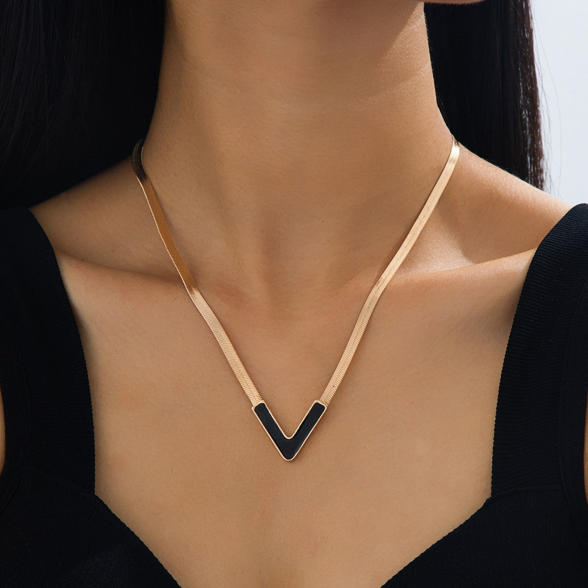 Stylish, Personalized Titanium Steel V-Shaped Necklace With A Sophisticated Look