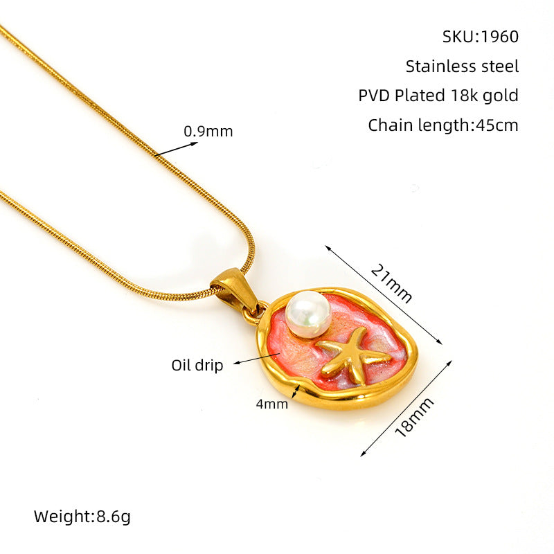 Middle Ancient Style Oil Painting Necklace For Women